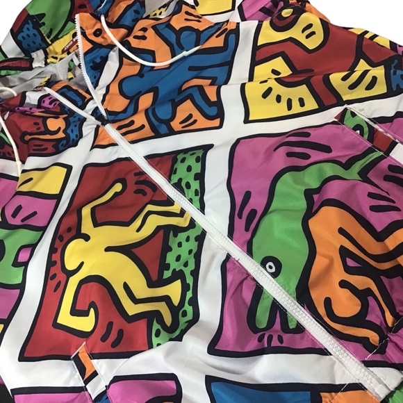 Members Only Keith Haring Jacket Pop Art Graffiti All Over Graphic People Pink - Picture 4 of 13